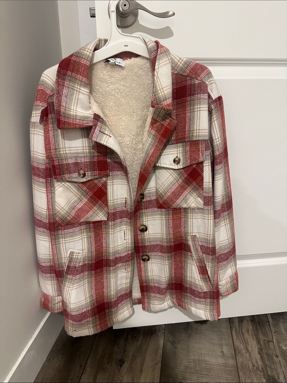 Kids Quilted Sherpa-Lined Red Plaid Jacket
